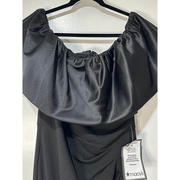 Betsy & Adam Women's Off-The-Shoulder Ruffle Gown Black Size 14 NWT Feminine - Picture 3 of 16